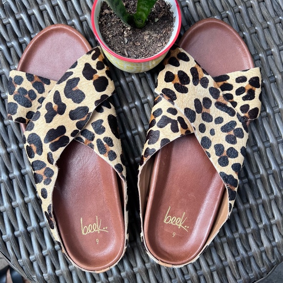 Beek Robin Genuine Calf Hair Slide Sandal in Leopard - Picture 4 of 11